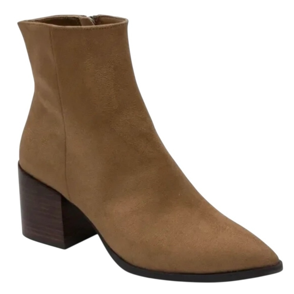 LINEA PAOLO Women's Light Tan Suede Sadie Block Heel Bootie Classic Size 12 - Picture 2 of 9